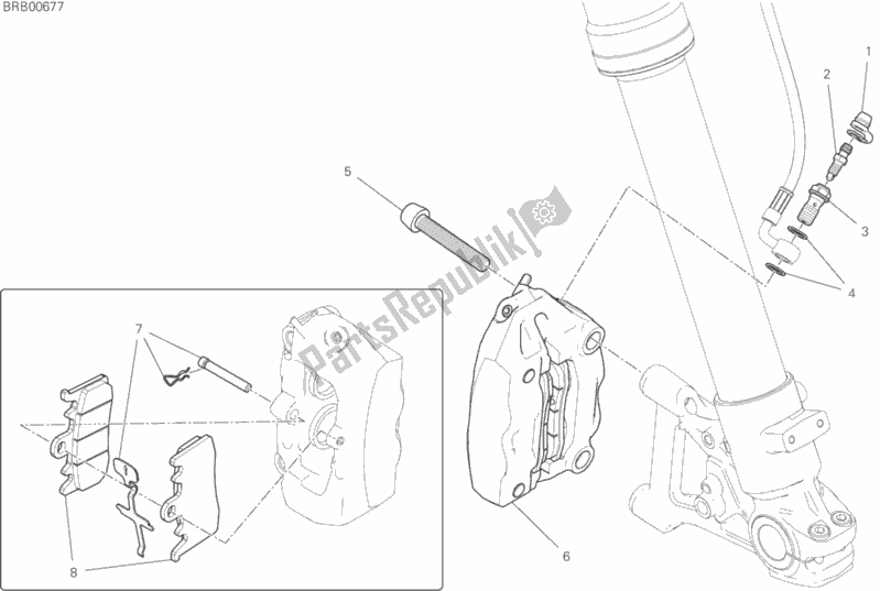 All parts for the Front Brake System of the Ducati Scrambler Desert Sled Thailand USA 803 2019